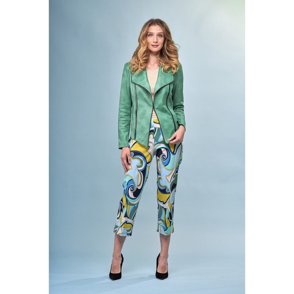 Insight New York Women's Vegan Blazer Jacket Size 8 Jade Green Zipper Details - Picture 2 of 2